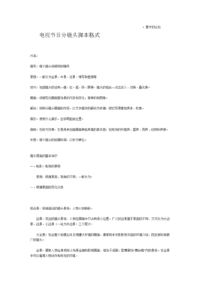 電視節目分鏡頭腳本創作指南 格式與實用解析